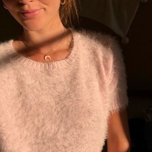 Short sleeve fuzzy top